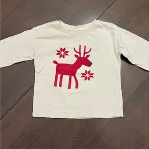 Hanna Andersson White Tee with Red Reindeer Design